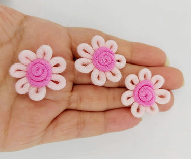 Pink Floral Applique, Flower Motifs x 5